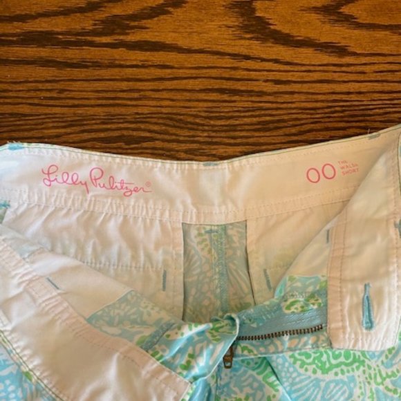 LILLY PULITZER WALSH Shorts Get Crackin Blue & Green Crab Print SZ 00 - Picture 6 of 11